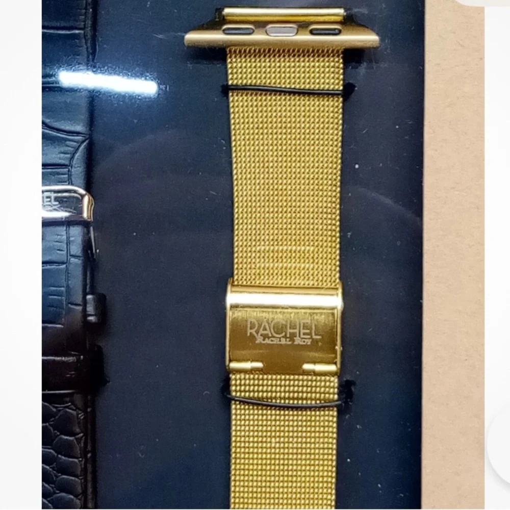 Rachel Roy 2 Strap Set Apple Watch Compatible - 38 mm - 40 mm - Black|Gold nwt